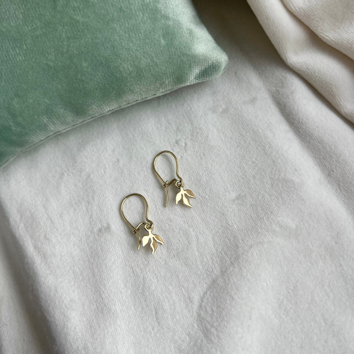 Tiny Leaf Gold Earrings