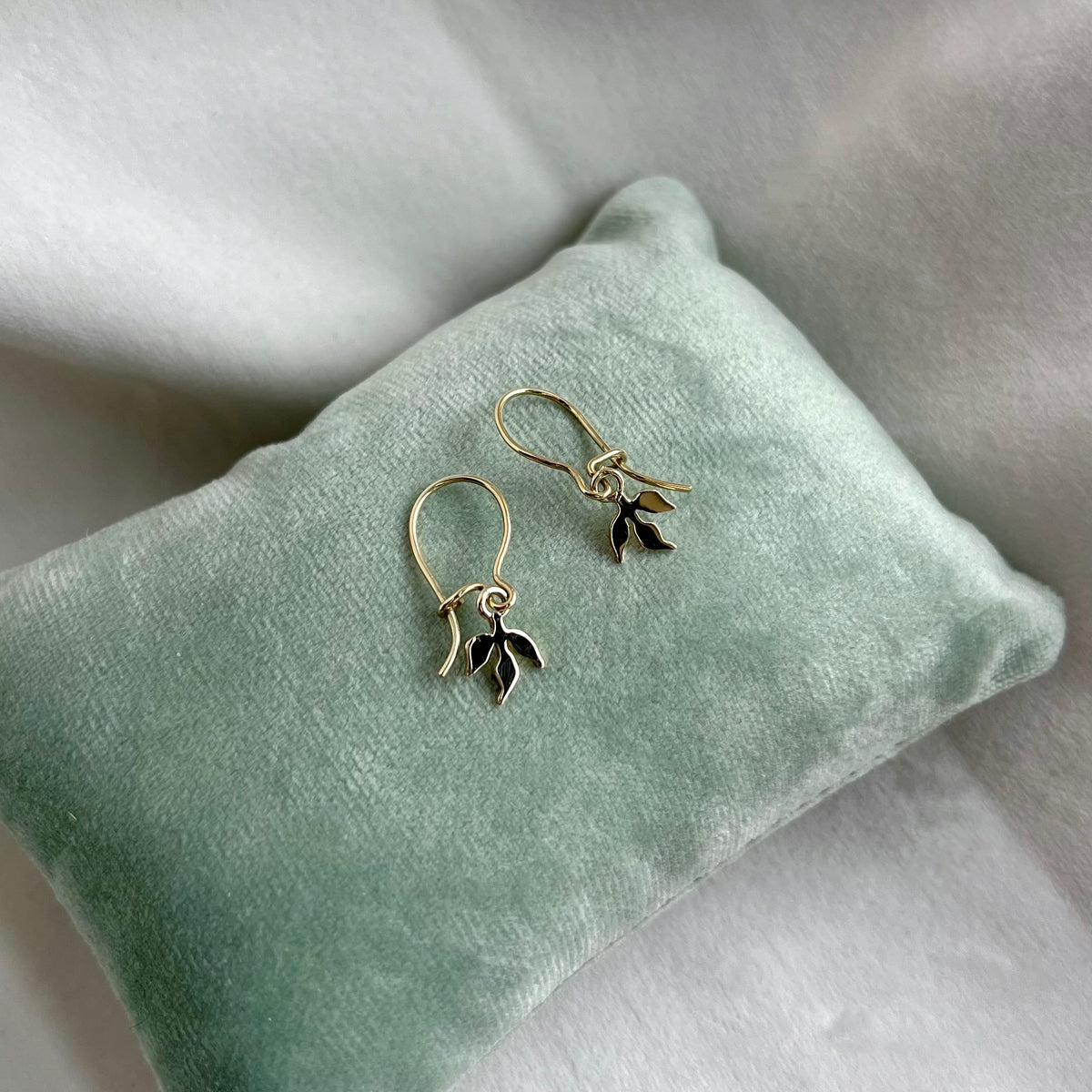 Tiny Leaf Gold Earrings