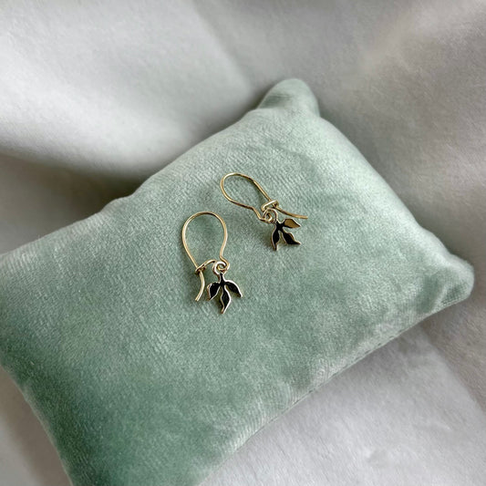 Tiny Leaf Gold Earrings