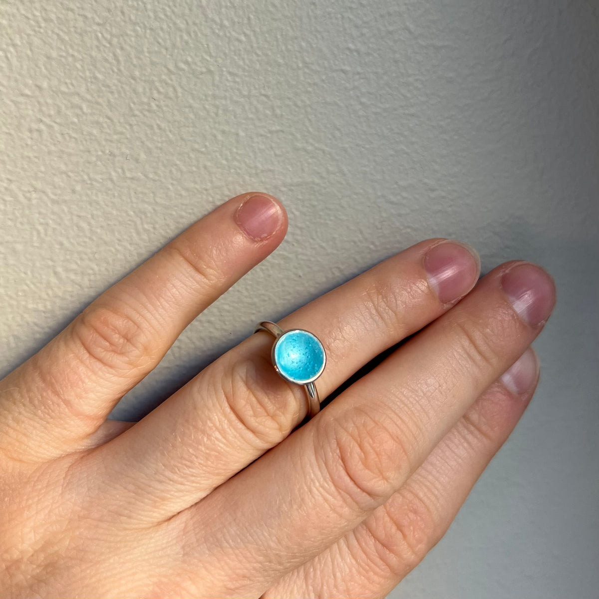 Planet Ring Medium sølv emalje