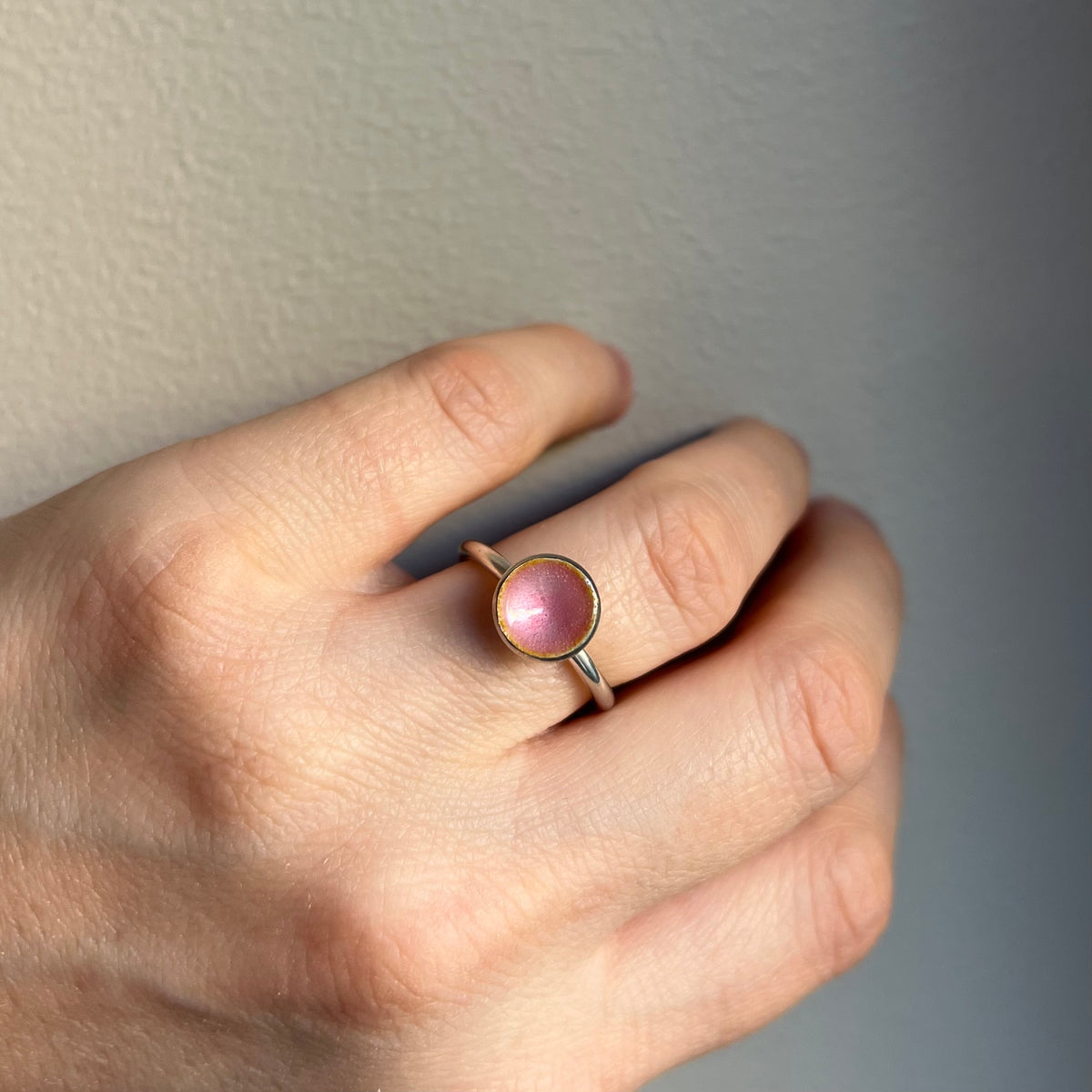 Planet Ring Medium sølv emalje