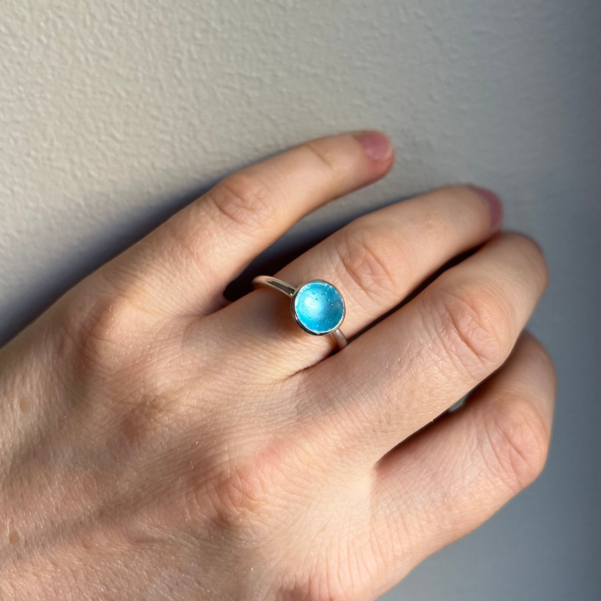 Planet Ring Medium sølv emalje
